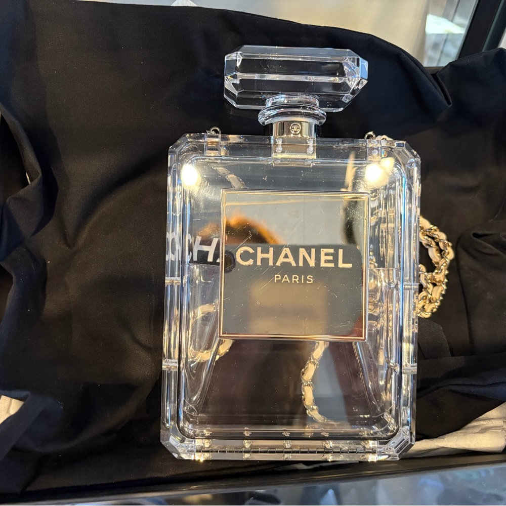 CHANEL Transparent Acrylic Bottle-Shaped Bag